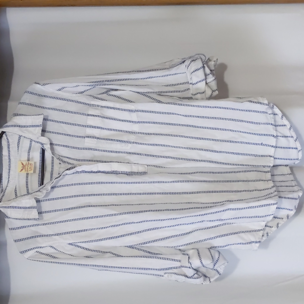 Blue vertical stripe top
